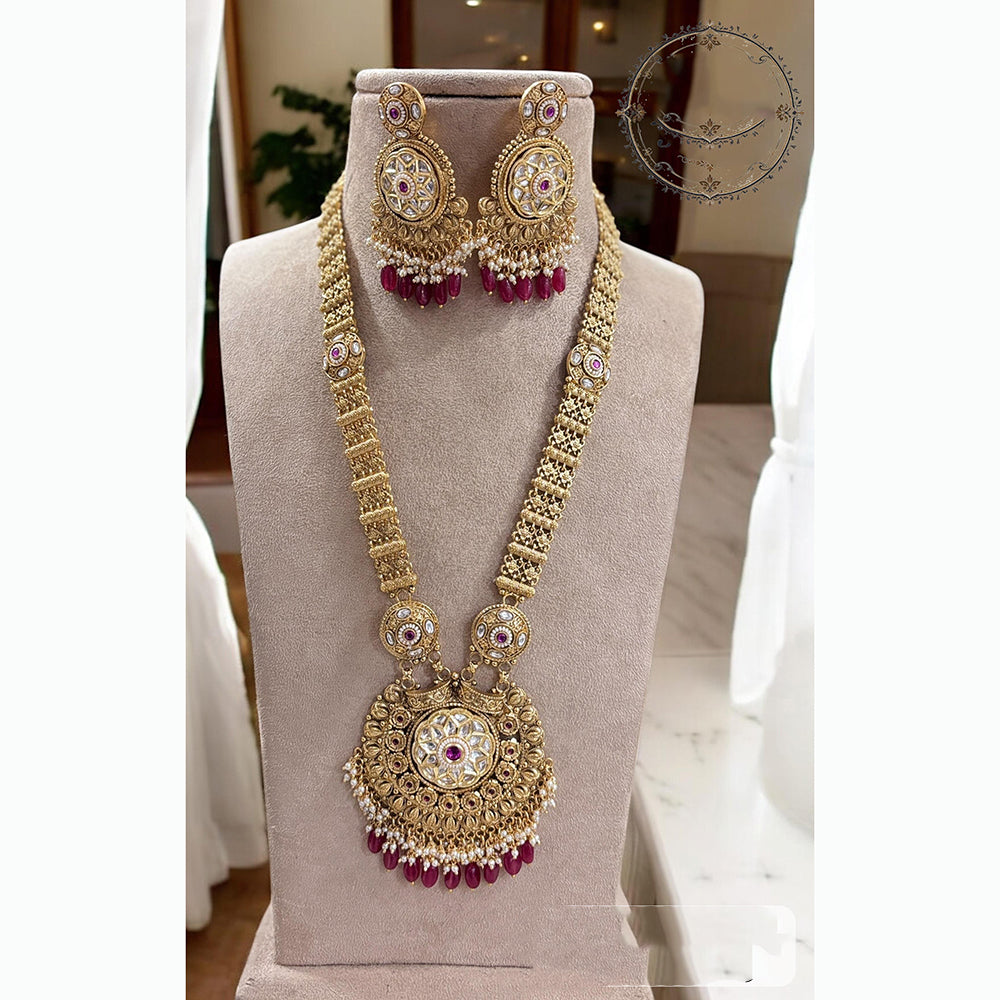 Jewel Addiction Classic Kundan And Pearl Stone Necklace Set Perfect For Wedding Wear