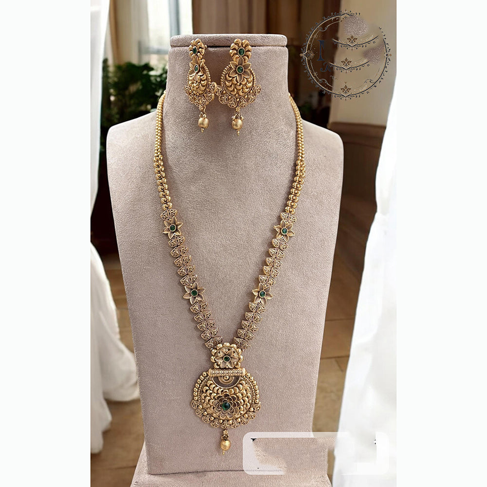 Jewel Addiction Ethnic Pota Stones Long Necklace Set for Party and wedding Outfits