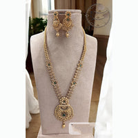 Jewel Addiction Ethnic Pota Stones Long Necklace Set for Party and wedding Outfits
