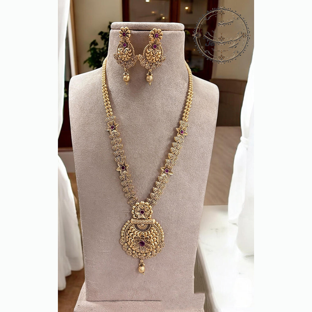 Jewel Addiction Ethnic Pota Stones Long Necklace Set for Party and wedding Outfits