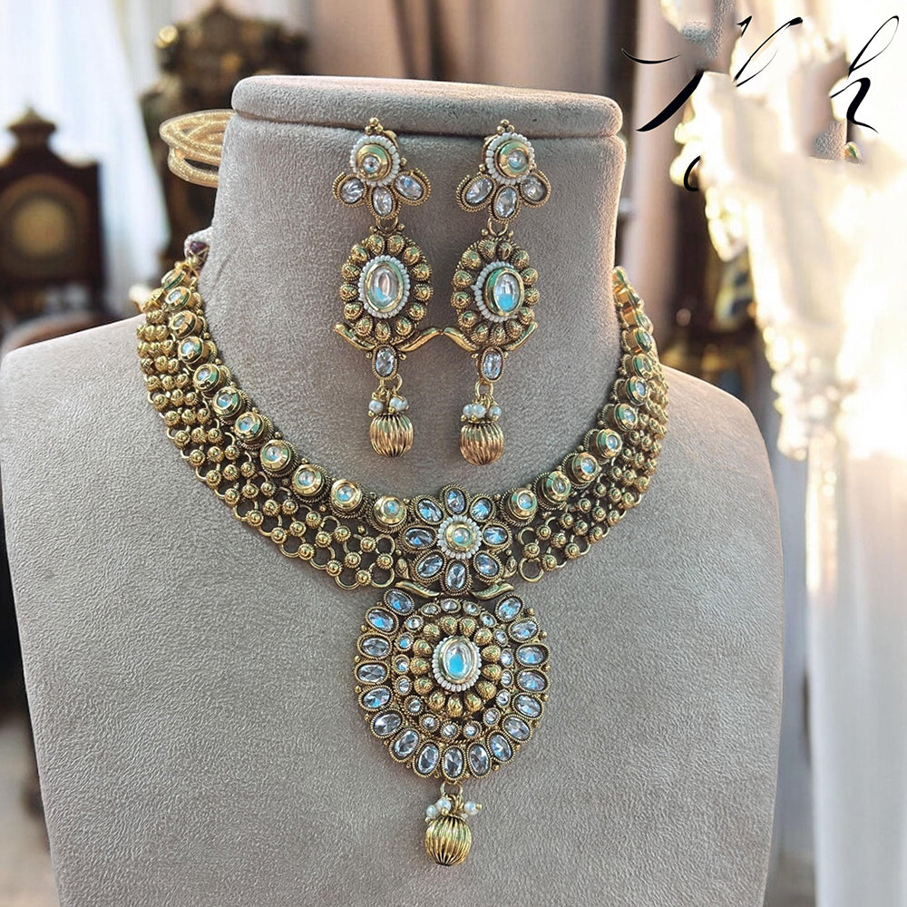 Jewel Adiction Stunning Gold Plated Necklace Set with Enthic Design for Weddings Occasions