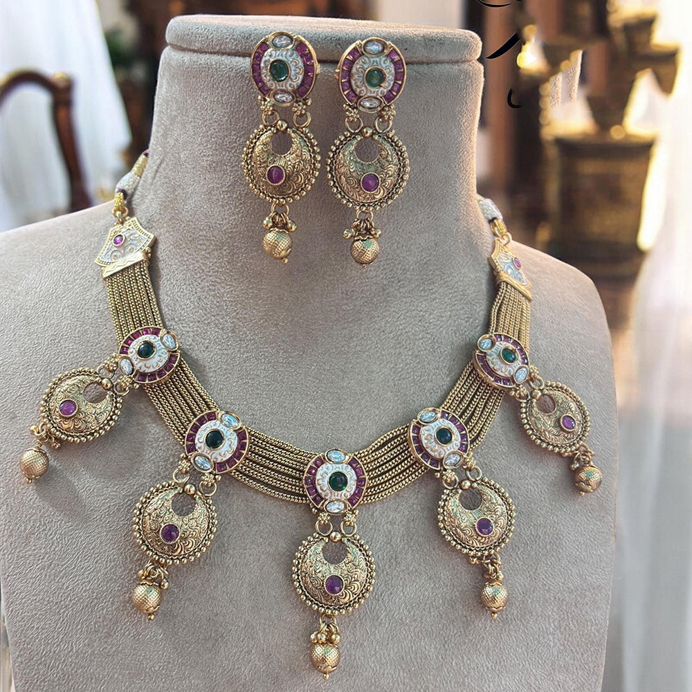 Jewel Addiction Exquisite Pota StoneNecklace Set for Festivals and Weddings