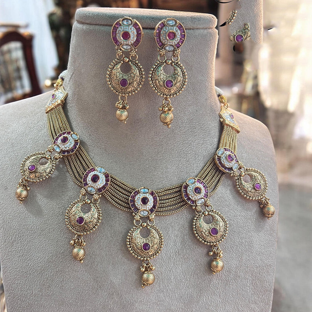 Jewel Addiction Exquisite Pota StoneNecklace Set for Festivals and Weddings