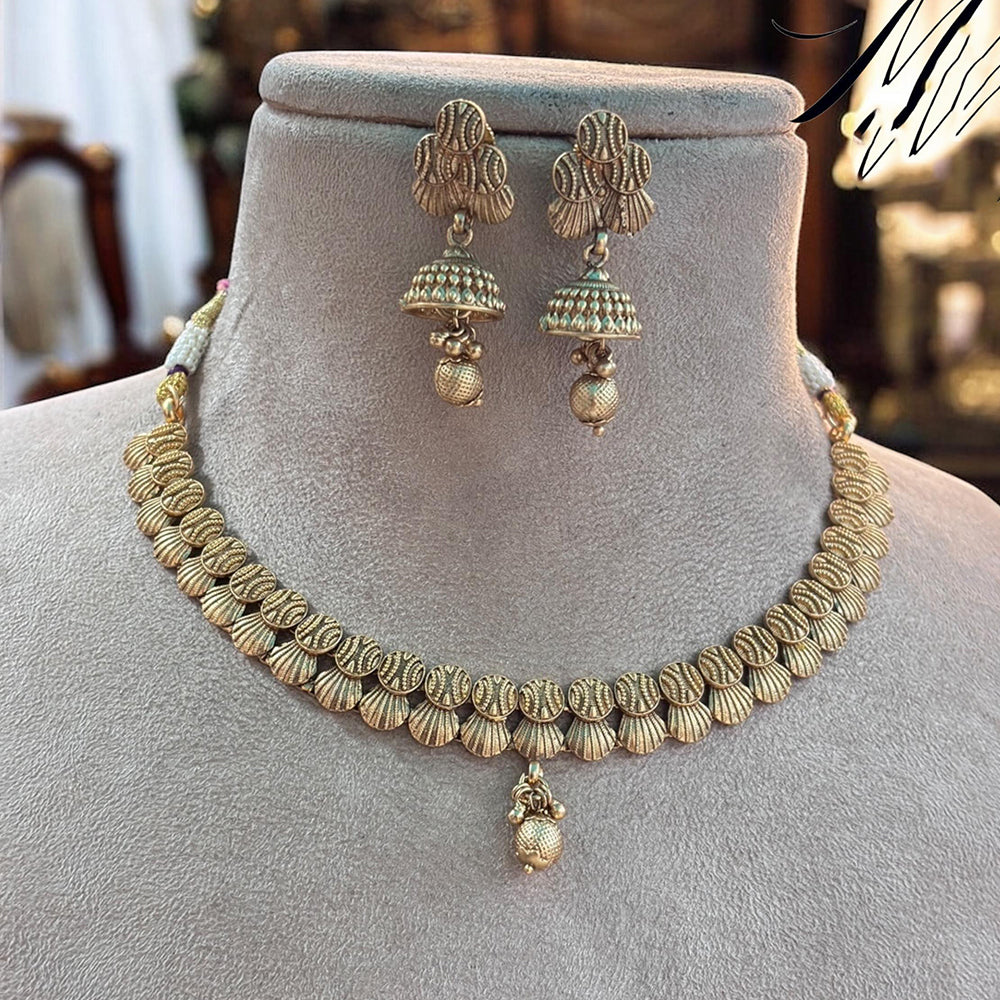 Jewel Adiction Stunning Gold Plated Necklace Set with Enthic Design for Weddings Occasions