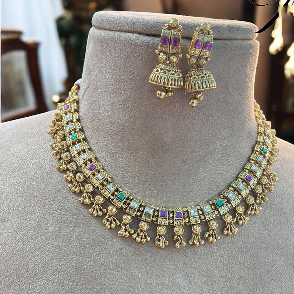 Jewel Addiction Exquisite Pota StoneNecklace Set for Festivals and Weddings