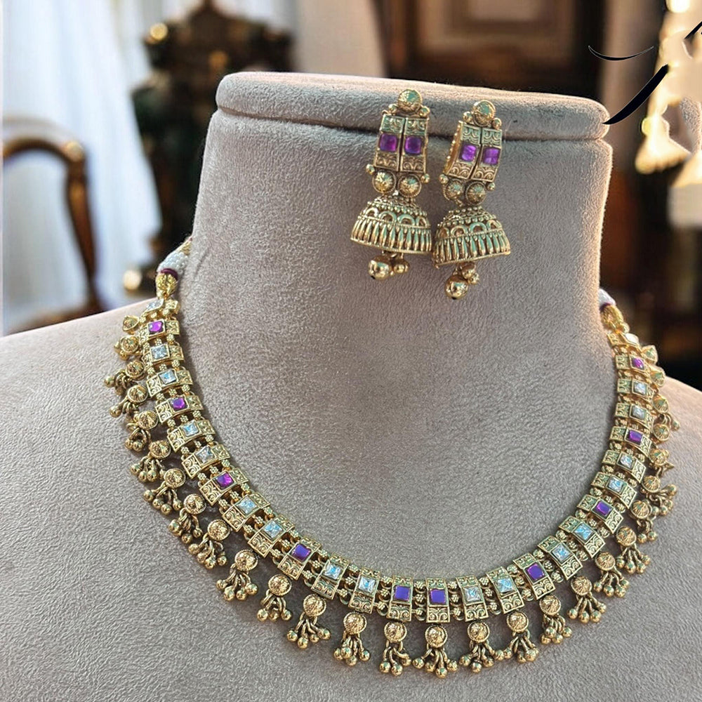 Jewel Addiction Exquisite Pota StoneNecklace Set for Festivals and Weddings