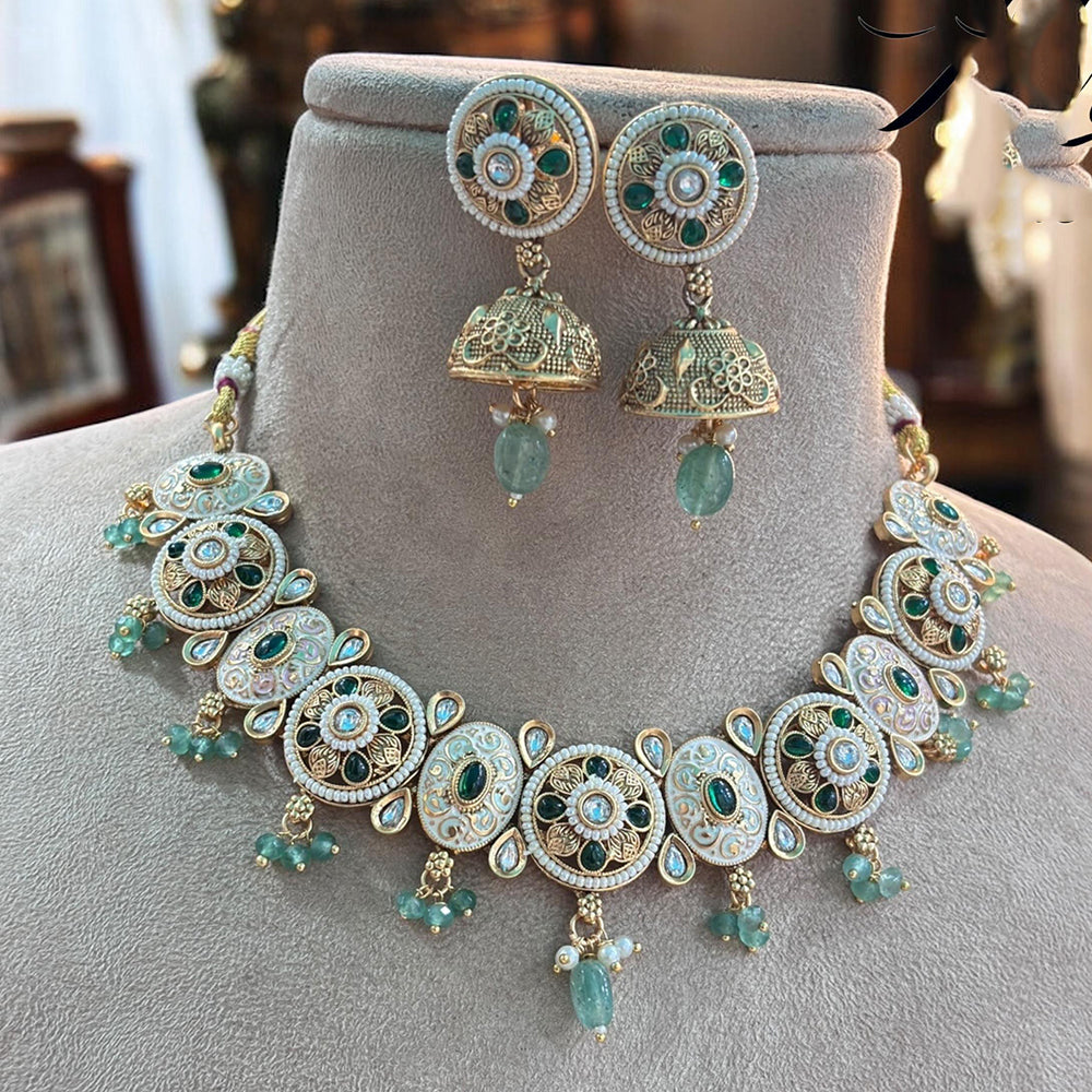 Jewel Addiction Exquisite Pota Stone and Pearl Necklace Set for Festivals and Weddings