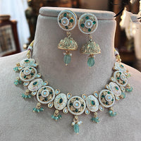 Jewel Addiction Exquisite Pota Stone and Pearl Necklace Set for Festivals and Weddings