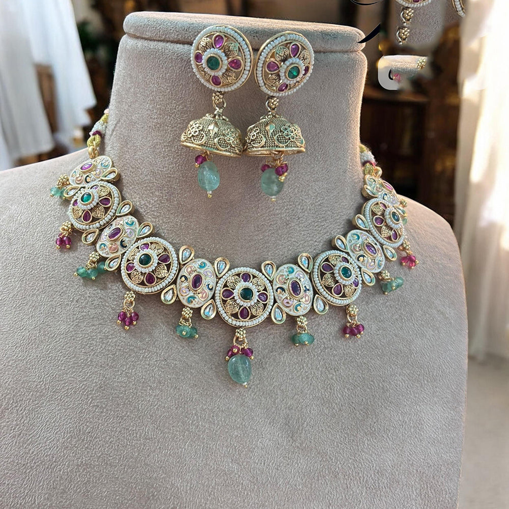 Jewel Addiction Exquisite Pota Stone and Pearl Necklace Set for Festivals and Weddings