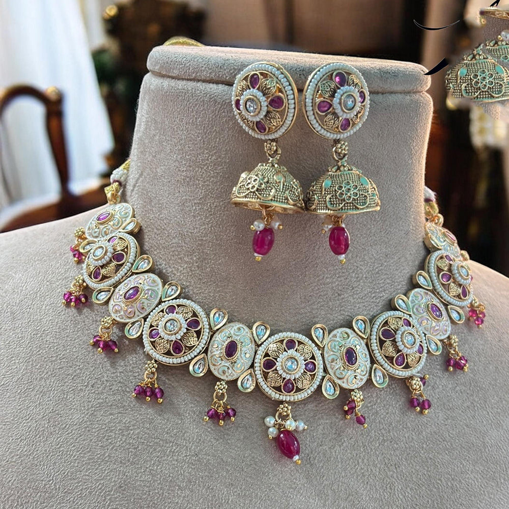 Jewel Addiction Exquisite Pota Stone and Pearl Necklace Set for Festivals and Weddings