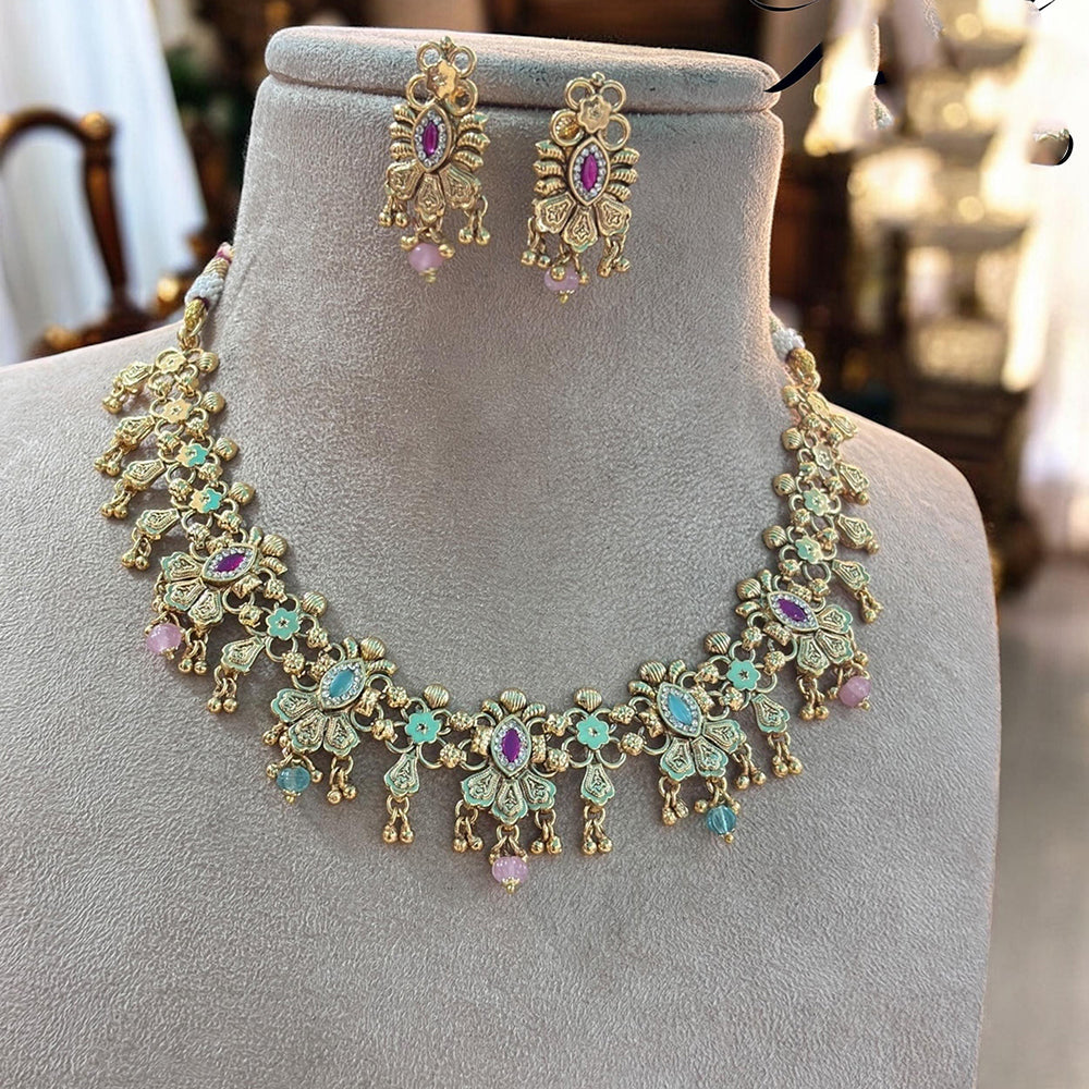 Jewel Addiction Exquisite Pota Stone and Pearl Necklace Set for Festivals and Weddings