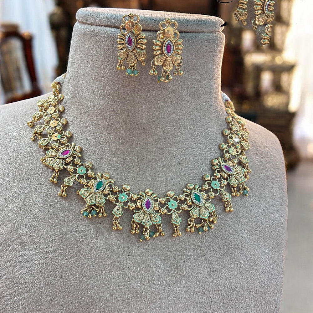 Jewel Addiction Exquisite Pota Stone and Pearl Necklace Set for Festivals and Weddings