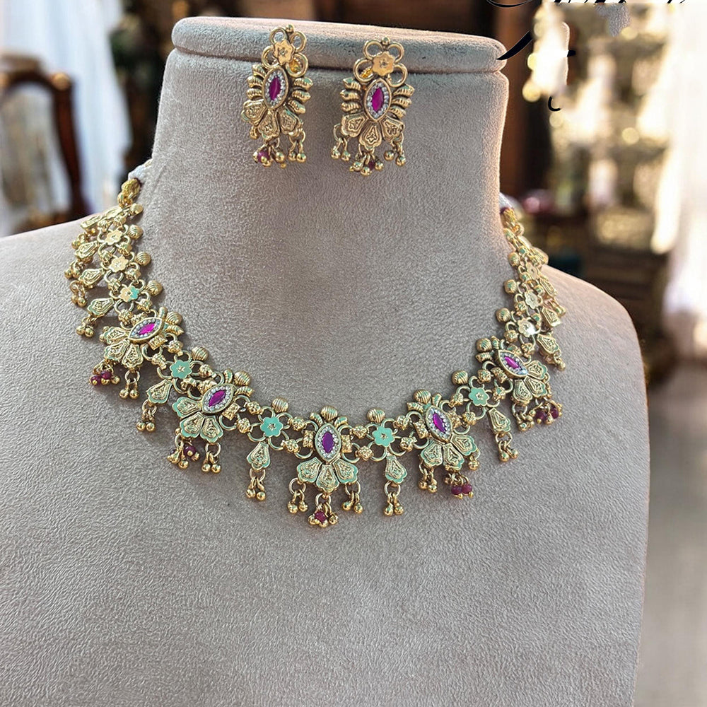 Jewel Addiction Exquisite Pota Stone and Pearl Necklace Set for Festivals and Weddings