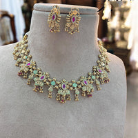 Jewel Addiction Exquisite Pota Stone and Pearl Necklace Set for Festivals and Weddings