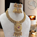 Jewel Addiction Exquisite Pota Stone and Pearl Necklace Set for Festivals and Weddings