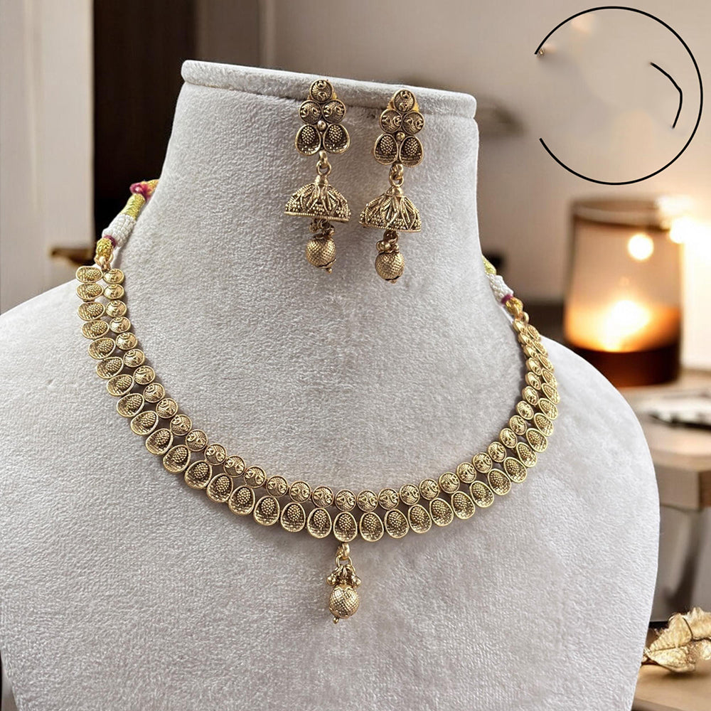 Jewel Adiction Stunning Gold Plated Necklace Set with Enthic Design for Weddings Occasions