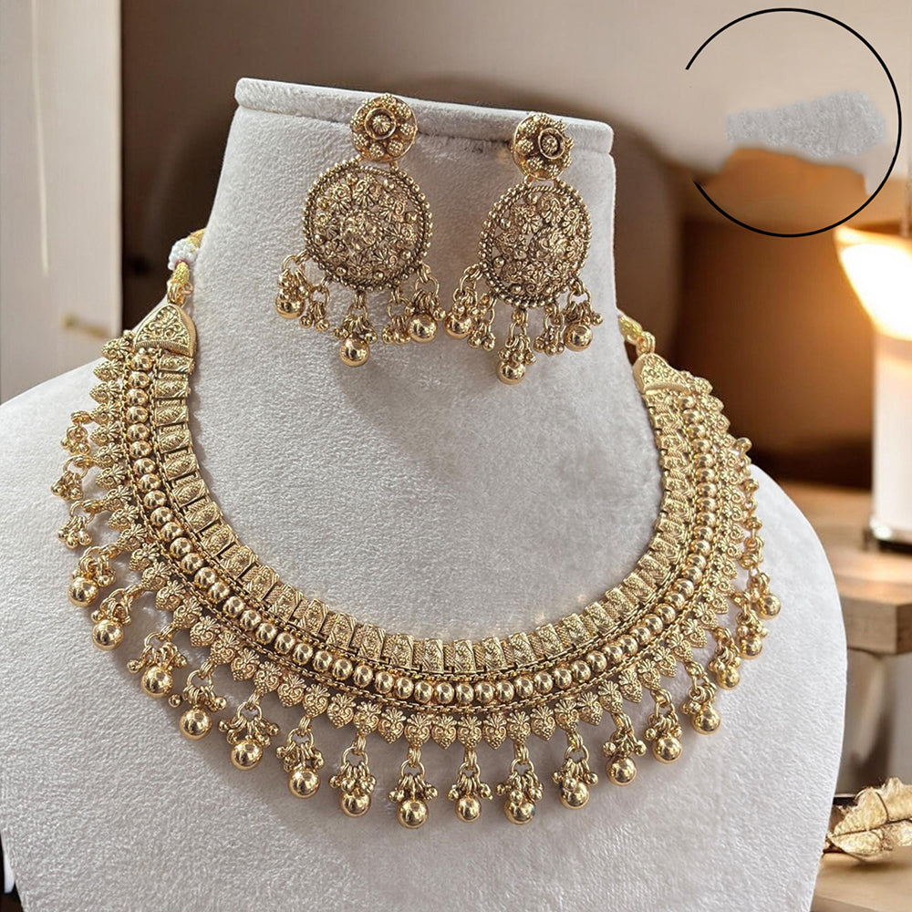 Jewel Adiction Stunning Gold Plated Necklace Set with Enthic Design for Weddings Occasions