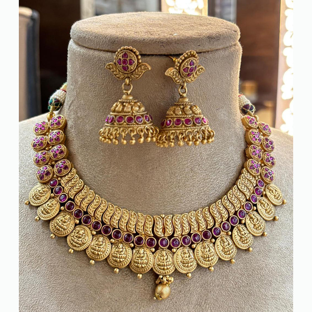 Jewel Addiction Stunning Temple Necklace Set with Jhumki Earrings Perfect for Special Celebrations