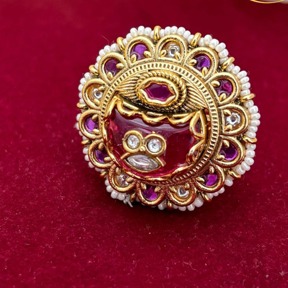 Jewel Addiction Glam Shine Pota Stone And Pearl Designer Finger Ring