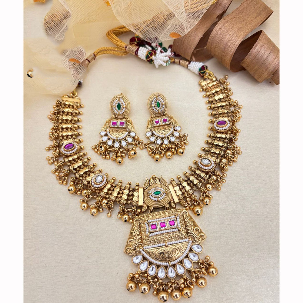 Jewel Addiction Enthic Gold Plated Pearl  Necklace Set For Wedding Occassions