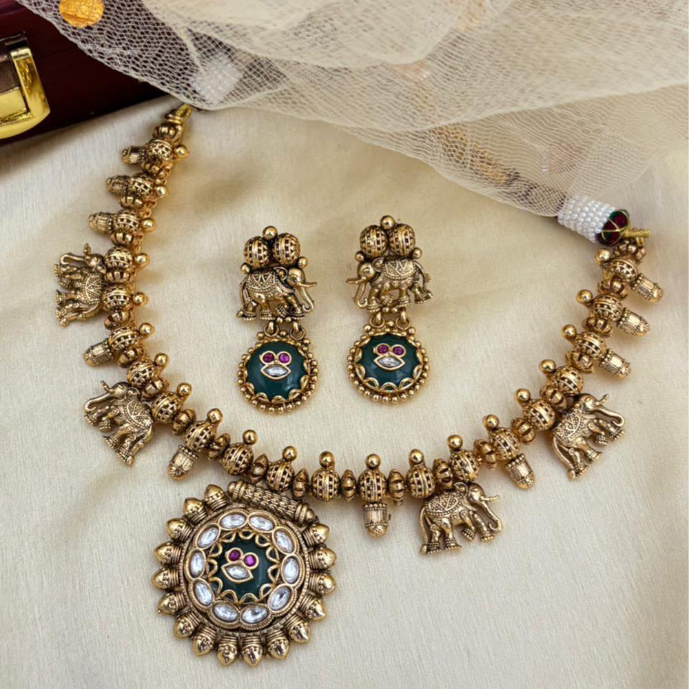 Jewel Addiction Enthic Gold Plated Pearl  Necklace Set For Wedding Occassions