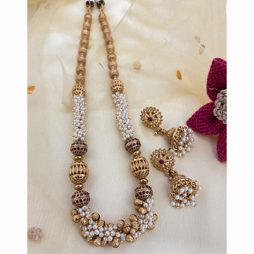 Jewel Addiction Designer Pota Stone And Pearl Necklace Set