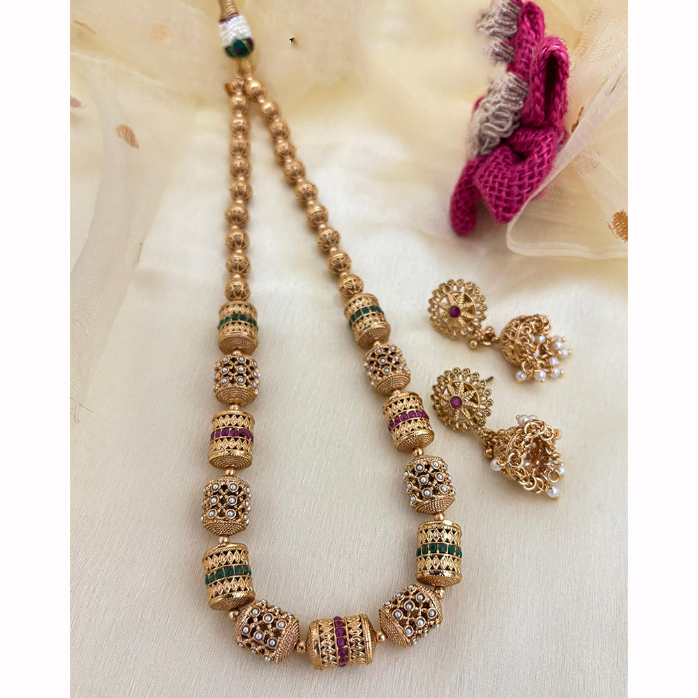 Jewel Addiction Designer Pota Stone And Pearl Necklace Set