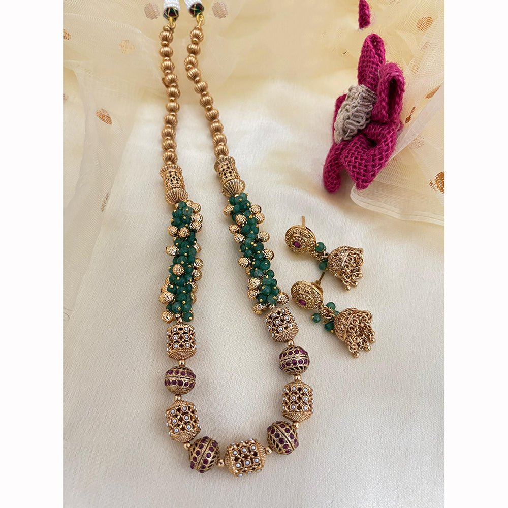 Jewel Addiction Designer Pota Stone And Pearl Necklace Set