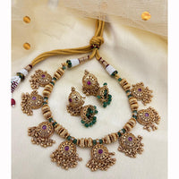 Jewel Addiction Designer Pota Stone And Pearl Necklace Set