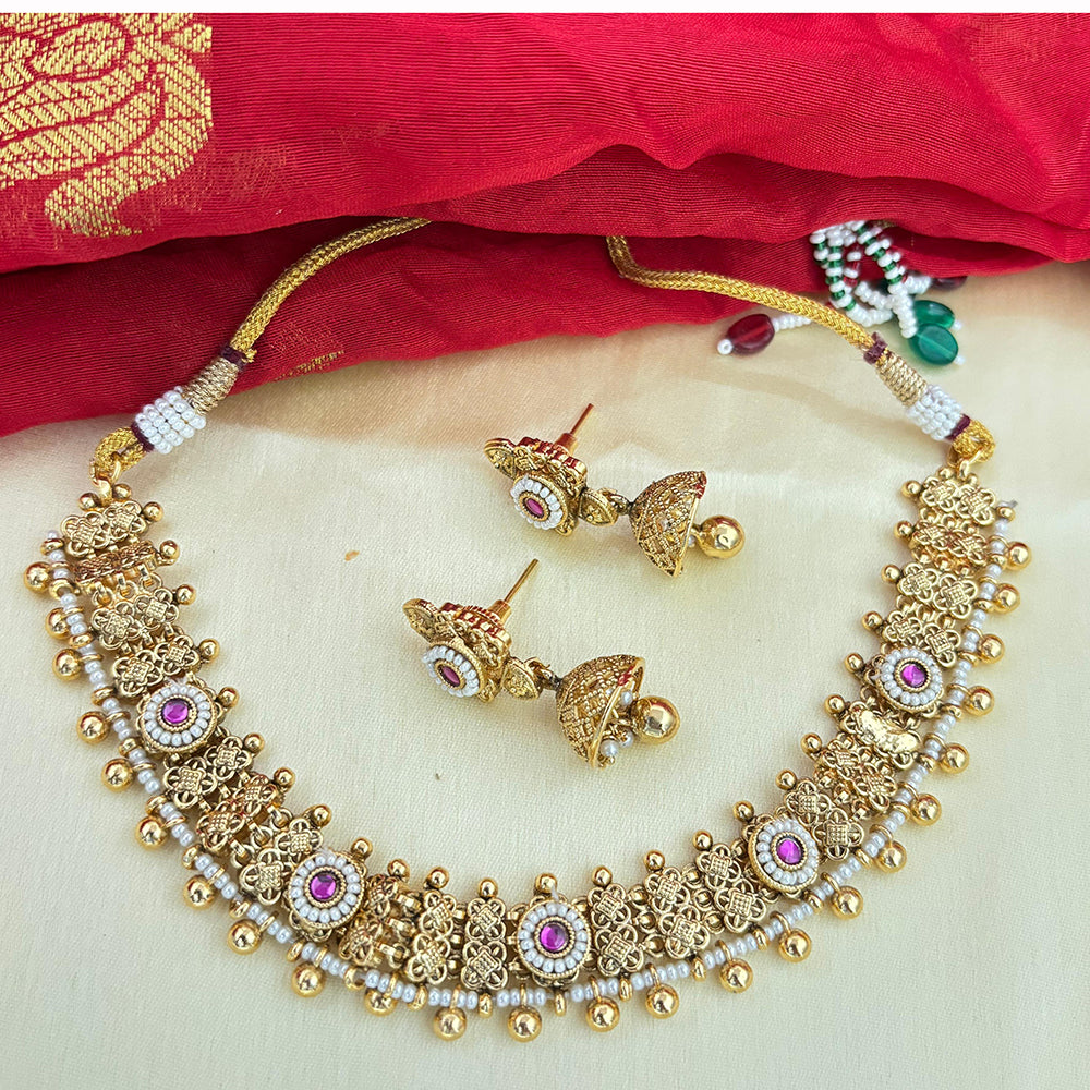 Jewel Addiction Designer Pota Stone And Pearl Necklace Set