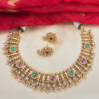 Jewel Addiction Designer Pota Stone And Pearl Necklace Set
