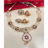 Jewel Addiction Designer Pota Stone And Meenakari Necklace Set
