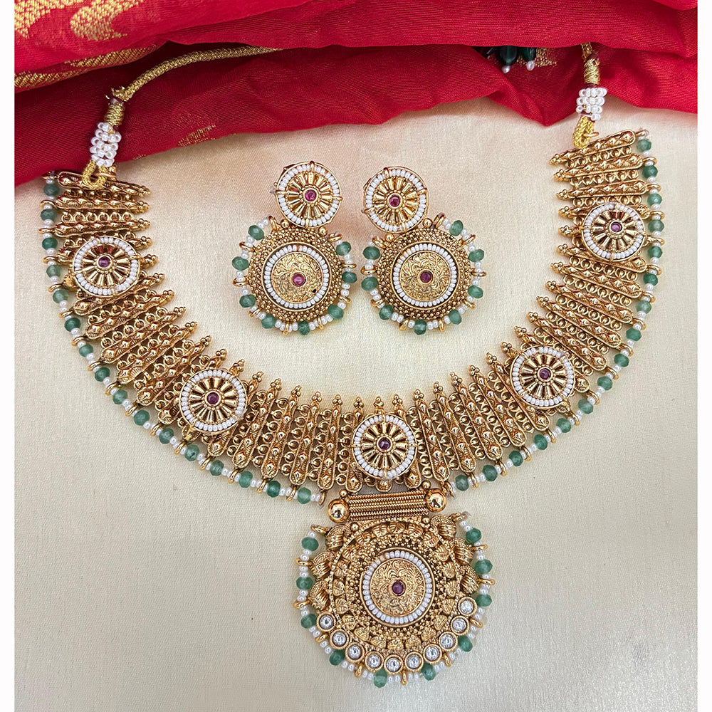 Jewel Addiction Designer Pota Stone And  Pearl Necklace Set