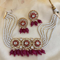 Jewel Addiction Luxury Polki Kundan And Pearl Choker Necklace Set