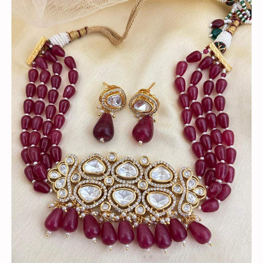 Jewel Addiction Luxury Polki Kundan And Pearl Choker Necklace Set