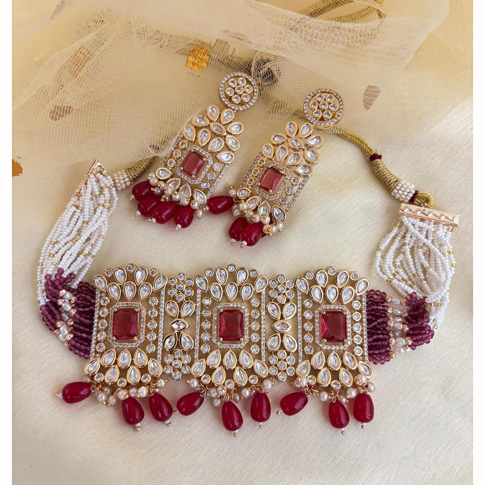 Jewel Addiction Luxury Polki Kundan And Pearl Choker Necklace Set