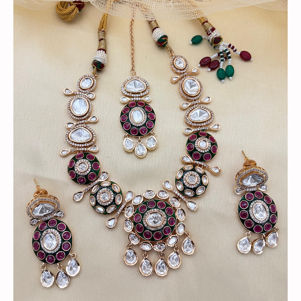 Jewel Addiction Luxury Polki Kundan Stone And Meenakari Necklace Set
