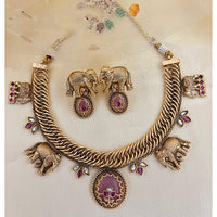 Jewel Addiction Traditional Elephant Design Pota Stone Necklace