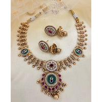 Jewel Addiction Designer Pota Stone And Pearl Necklace Set
