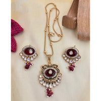 Jewel Addiction Pota Stone And Pearl Designer Pendant Set