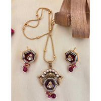 Jewel Addiction Pota Stone And Pearl Designer Pendant Set