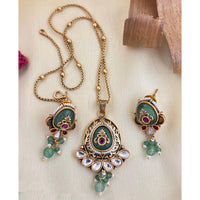 Jewel Addiction Pota Stone And Pearl Designer Pendant Set