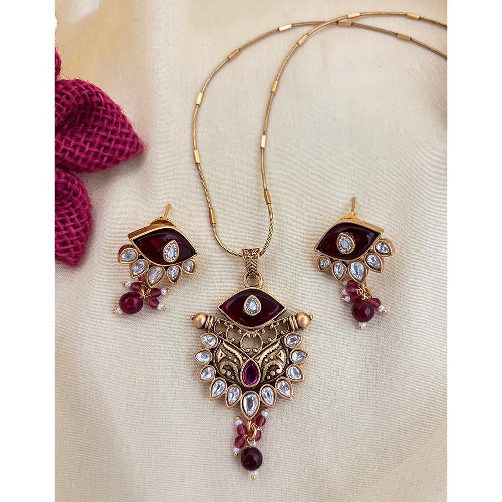 Jewel Addiction Pota Stone And Pearl Designer Pendant Set