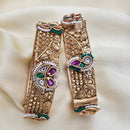 Jewel Addiction Classic Pota Stone And Pearl Openable Bangles Set