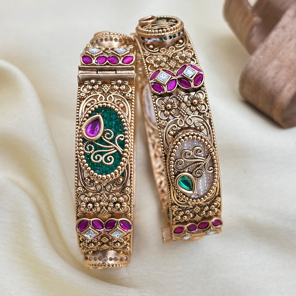Jewel Addiction Classic Pota Stone Openable Bangles Set