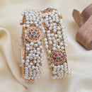 Jewel Addiction Classic Pota Stone And Pearl Openable Bangles Set