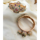 Jewel Addiction Classic Pota Stone And Pearl Openable Bangles Set