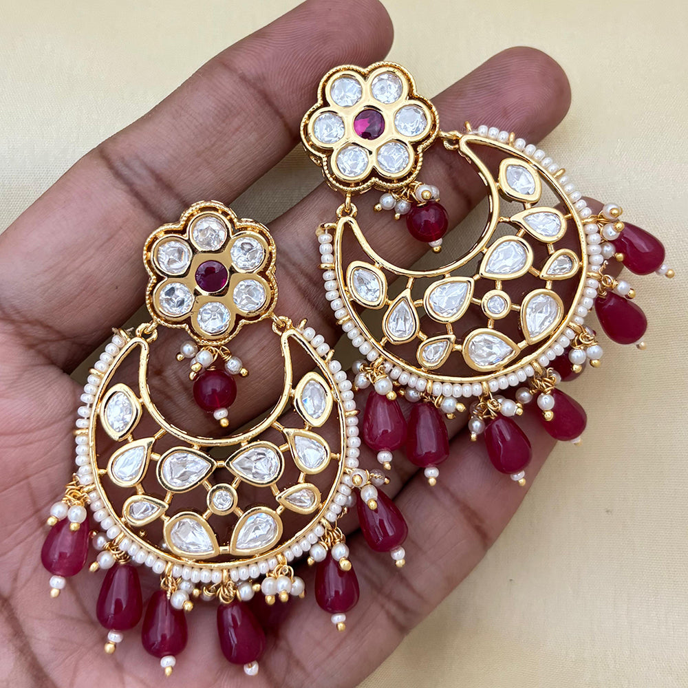 Jewel Addiction Designer Polki kundan Stone And Beads Dangler Earrings
