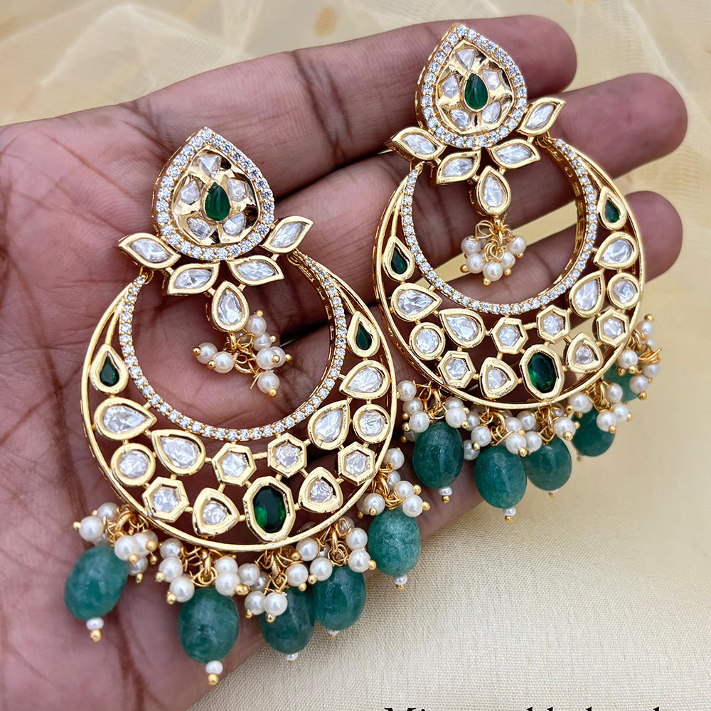 Jewel Addiction Designer Polki kundan Stone And Beads Dangler Earrings