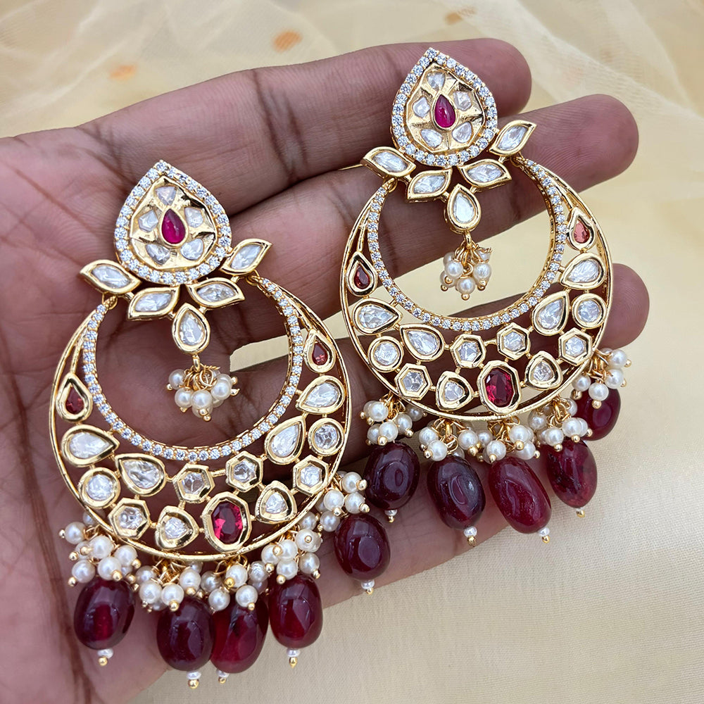 Jewel Addiction Designer Polki kundan Stone And Beads Dangler Earrings